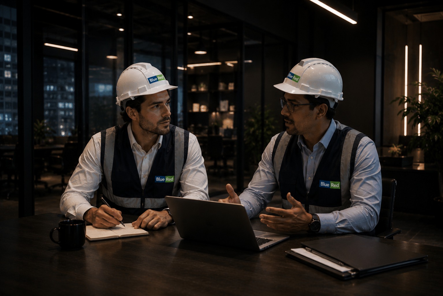 Equipo técnico recorriendo y evaluando una planta industrial